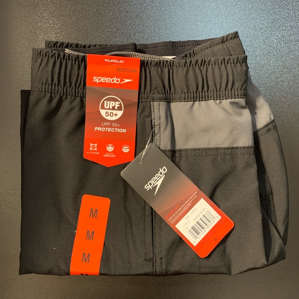 New Mens Speedo Swim Shorts Trunks Black Gray - Picture 3 of 12